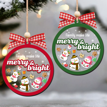 Personalized Shaker Snowman Christmas Ornaments for Family Members, Pet Dog Cat CF147 - Kindlytoys