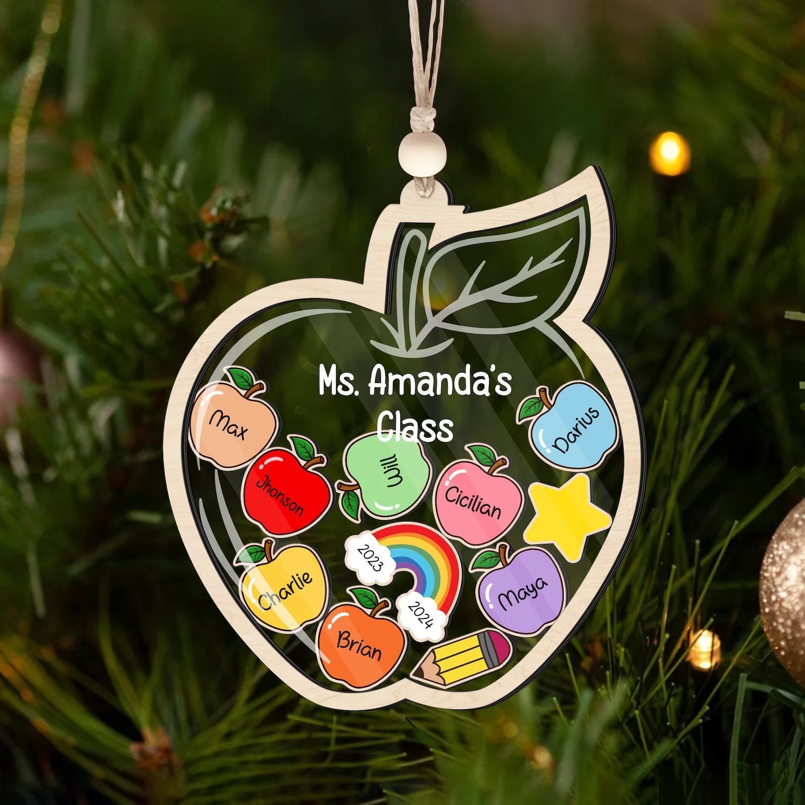 Personalized Teacher Christmas Ornament, 4D Shaker Teacher Gifts, Teacher Ornament, Teacher Appreciation Thank You Gifts KT03 - Kindlytoys