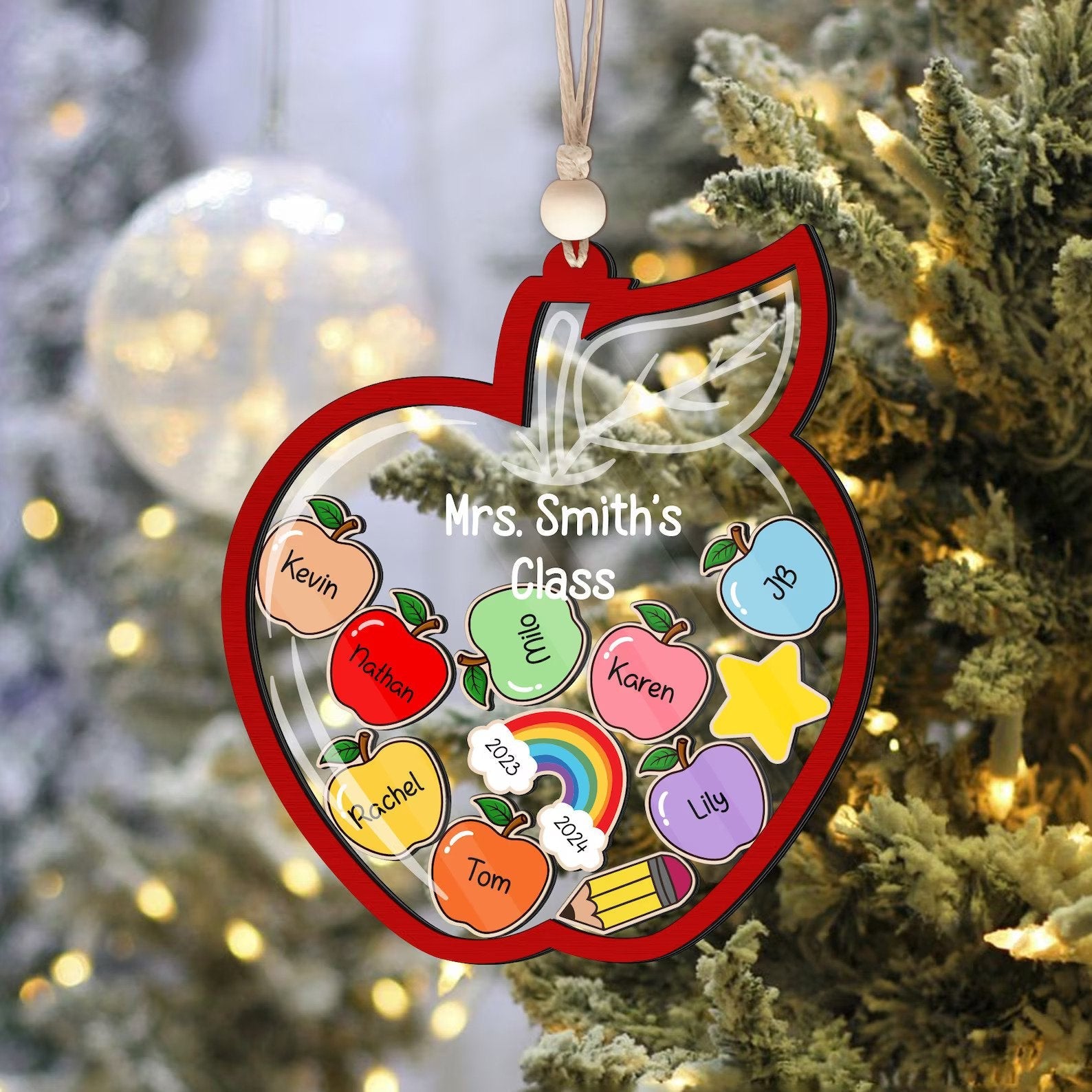 Personalized Teacher Christmas Ornament, 4D Shaker Teacher Gifts, Teacher Ornament, Teacher Appreciation Thank You Gifts KT03 - Kindlytoys