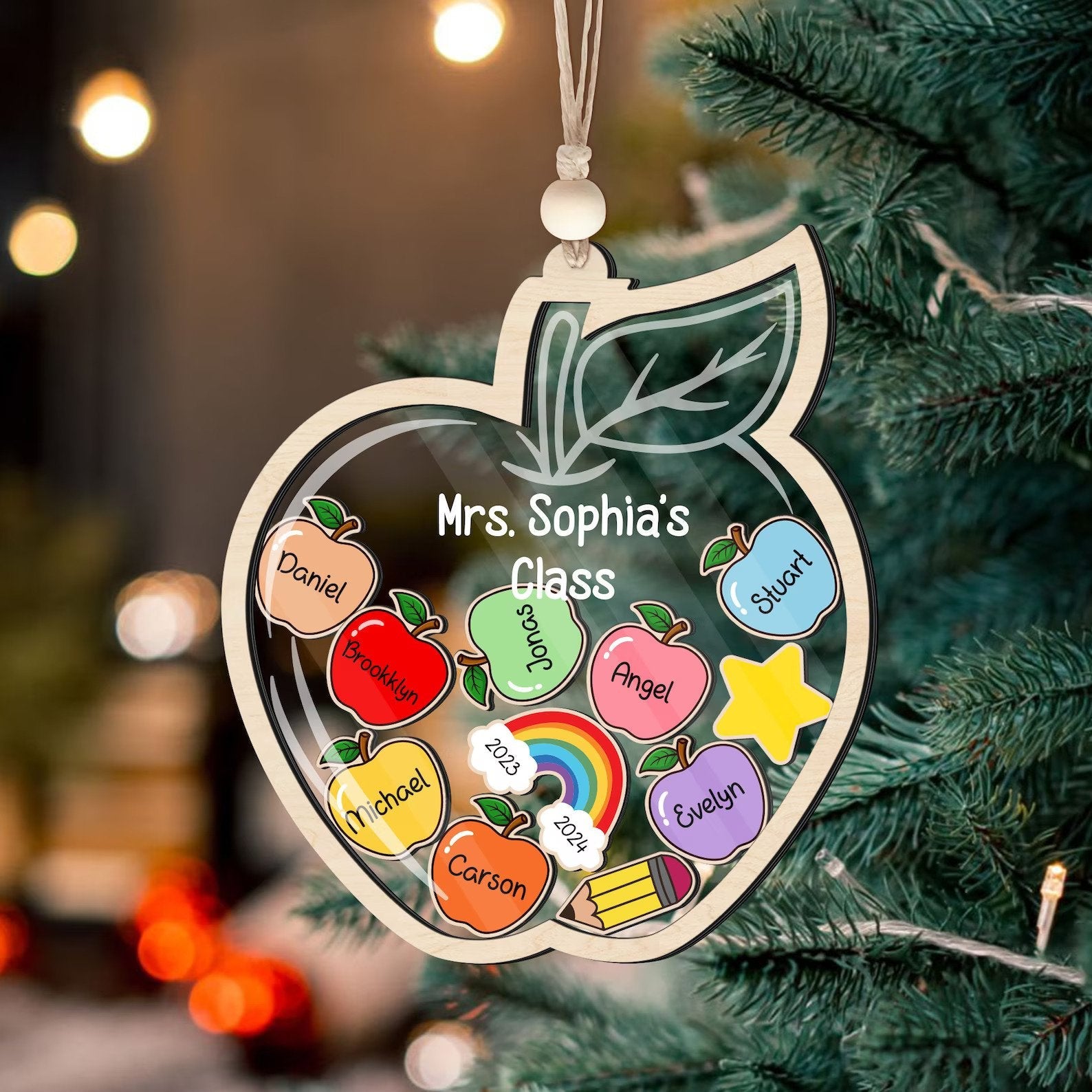 Personalized Teacher Christmas Ornament, 4D Shaker Teacher Gifts, Teacher Ornament, Teacher Appreciation Thank You Gifts KT03 - Kindlytoys