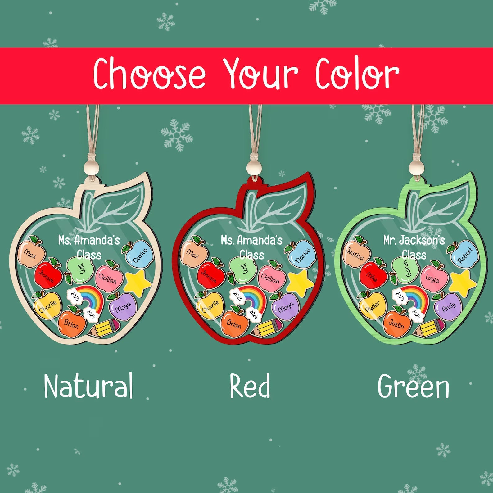 Personalized Teacher Christmas Ornament, 4D Shaker Teacher Gifts, Teacher Ornament, Teacher Appreciation Thank You Gifts KT03 - Kindlytoys