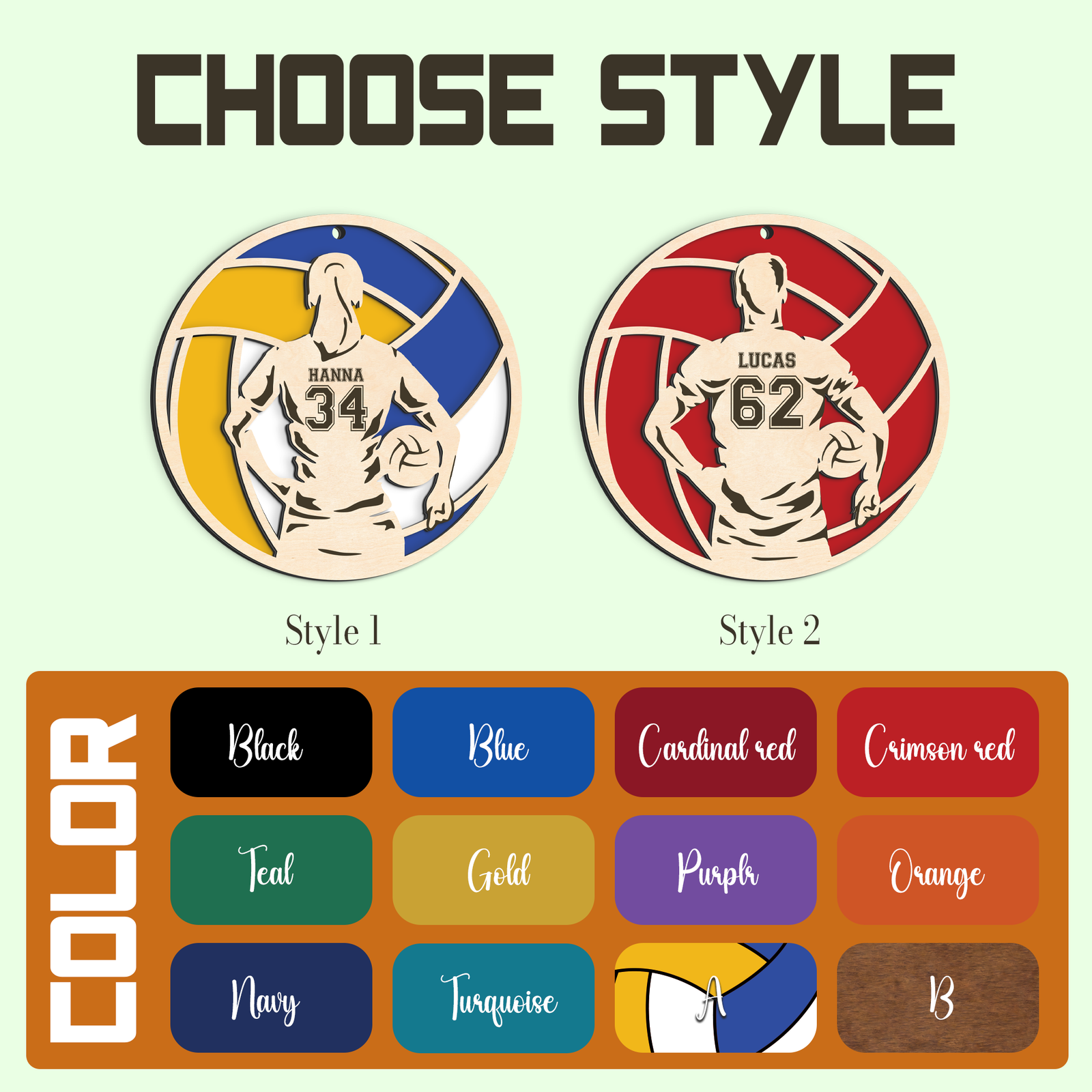 Personalized Volleyball 2 Layered Wooden Ornament, Custom Name Number Volleyball Player Christmas Ornament, CF930 - Kindlytoys