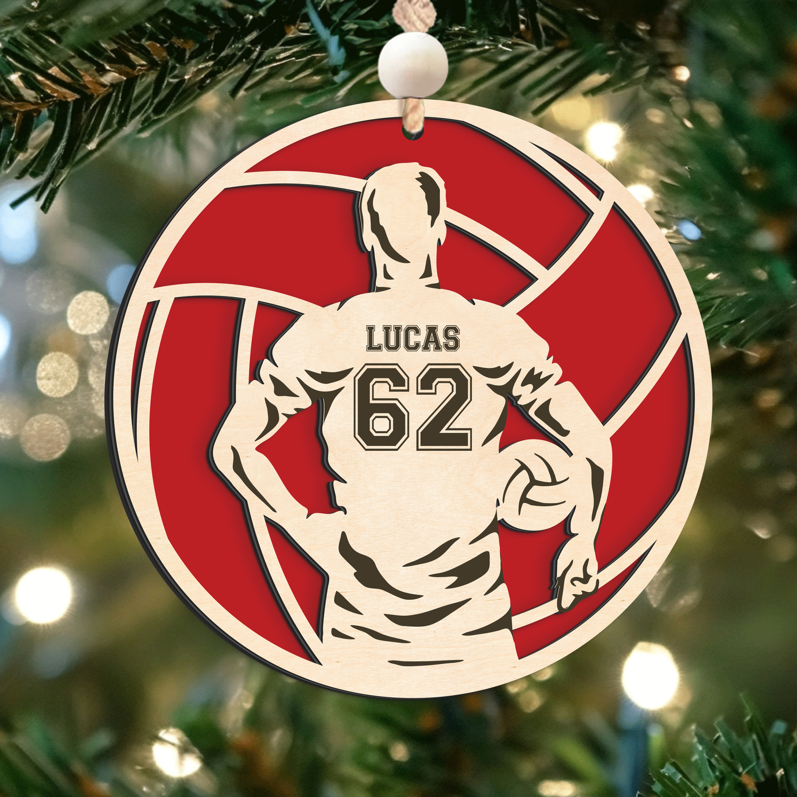 Personalized Volleyball 2 Layered Wooden Ornament, Custom Name Number Volleyball Player Christmas Ornament, CF930 - Kindlytoys