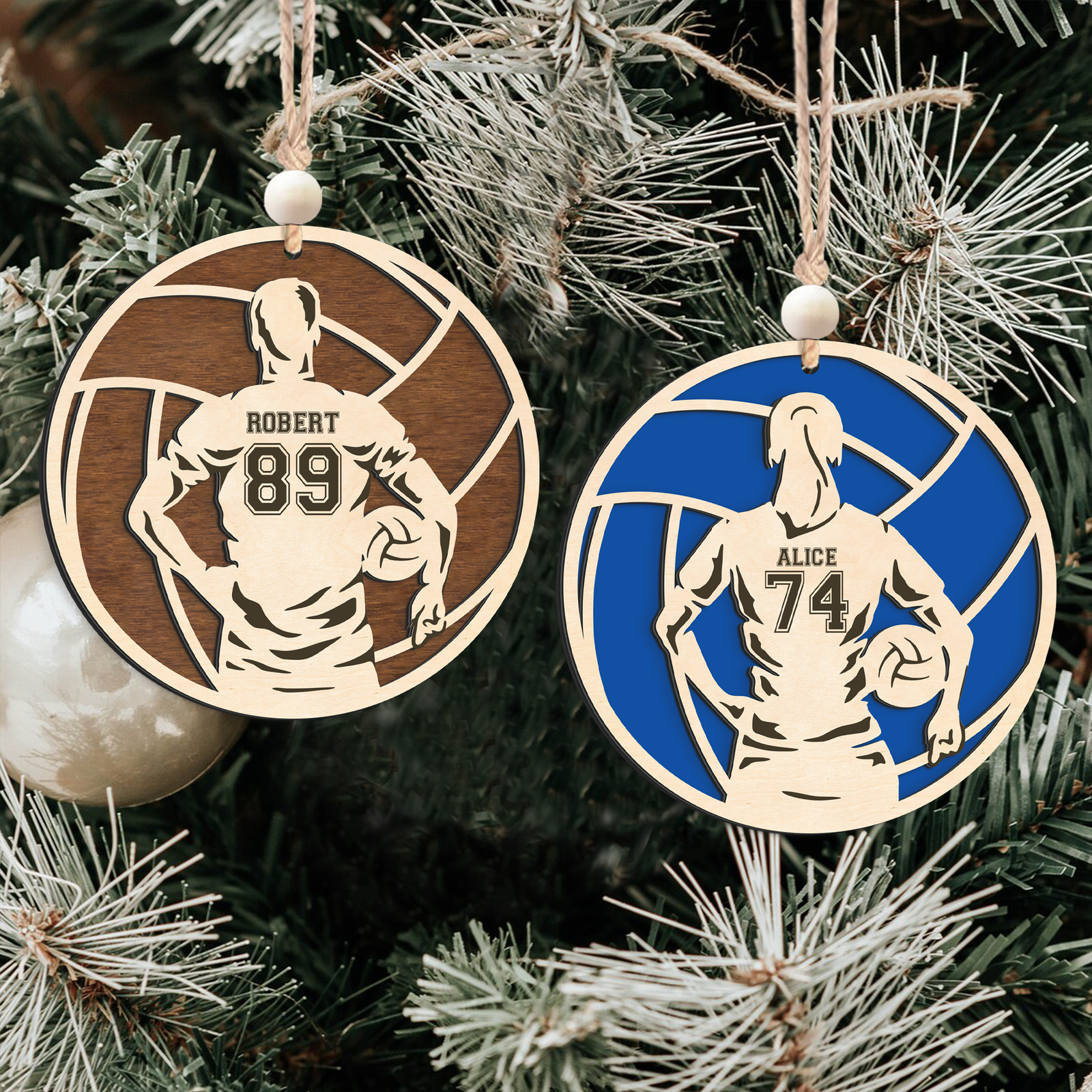 Personalized Volleyball 2 Layered Wooden Ornament, Custom Name Number Volleyball Player Christmas Ornament, CF930 - Kindlytoys