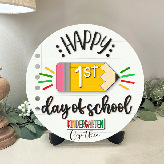 Personalized Interchangeable First Day At School Wooden Sign SS21