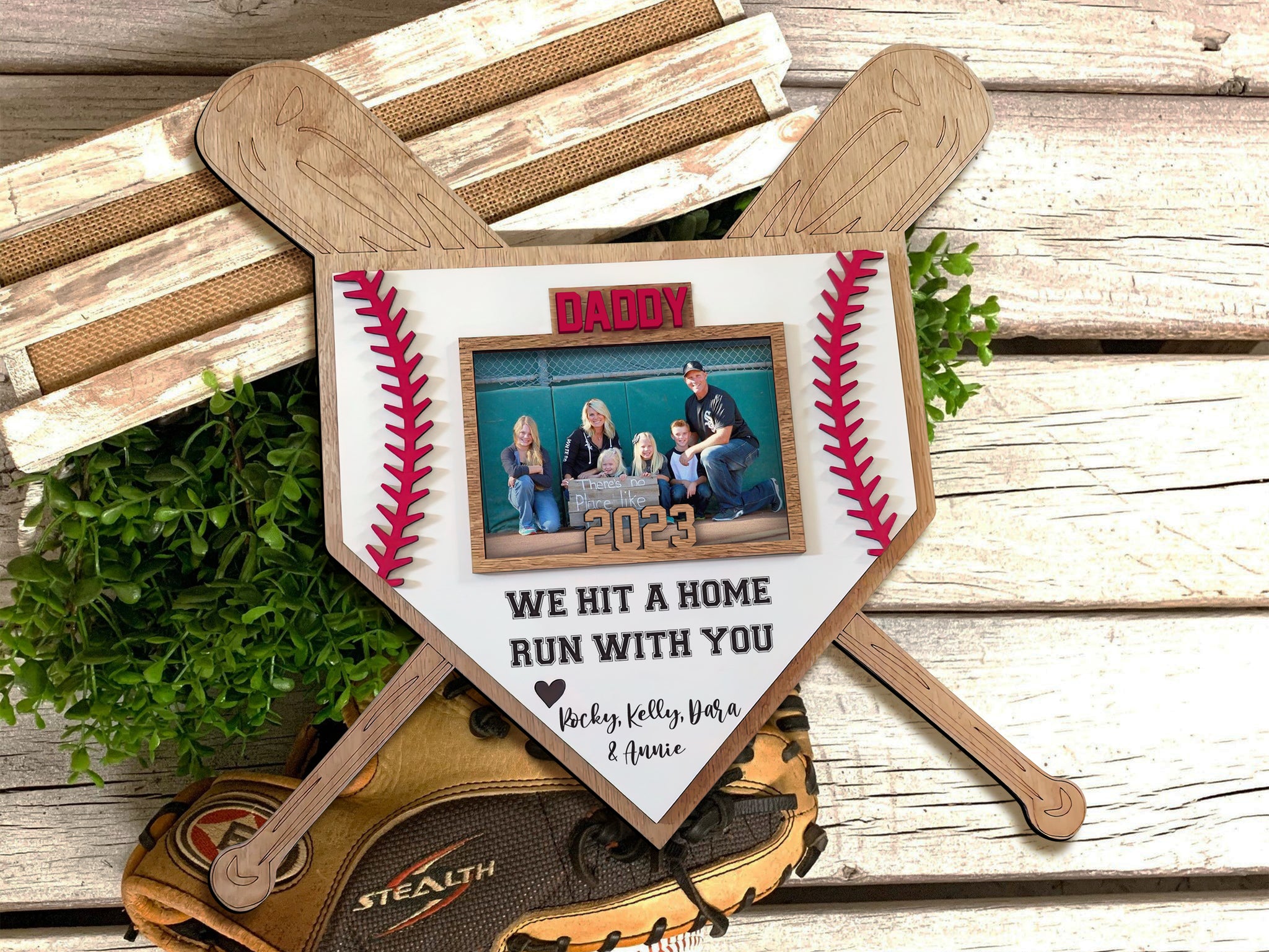 Father Baseball Sign, Fathers Day Baseball Picture Frame