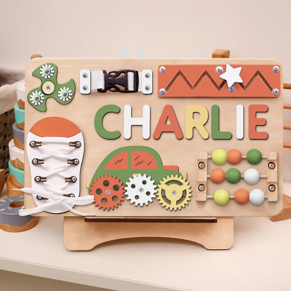Personalized Busy Board - Wooden Montessori Toys | KindlyToys, BB29