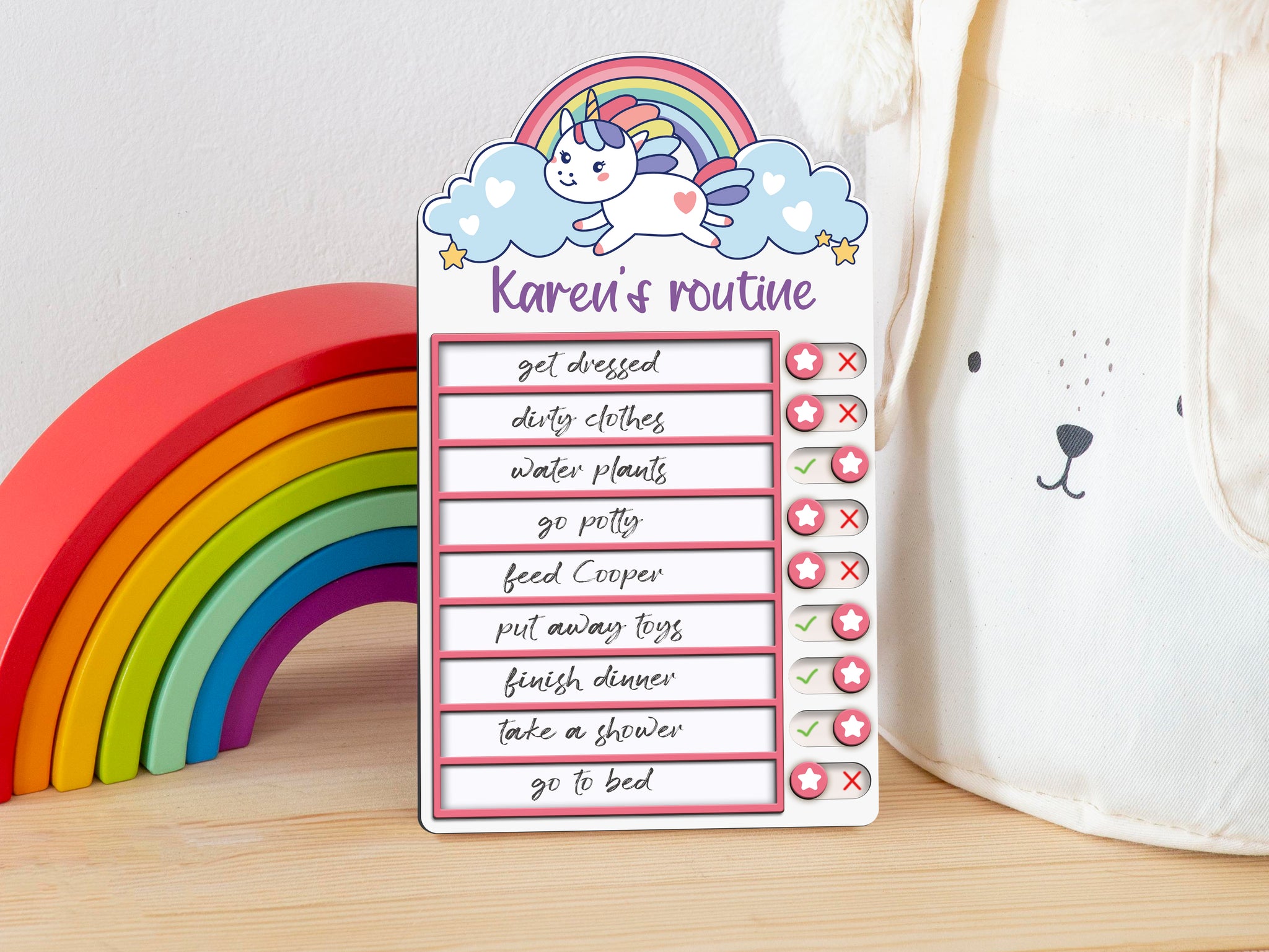 Personalized Wooden Chore Chart For Kids, Routine Chart PR19