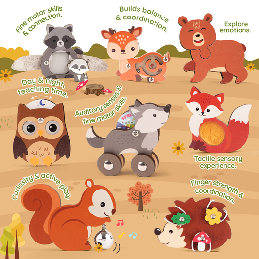 Woodland Animal Sensory Puzzle Toy - Montessori Learning Toy for Toddlers (Ages 1–3)