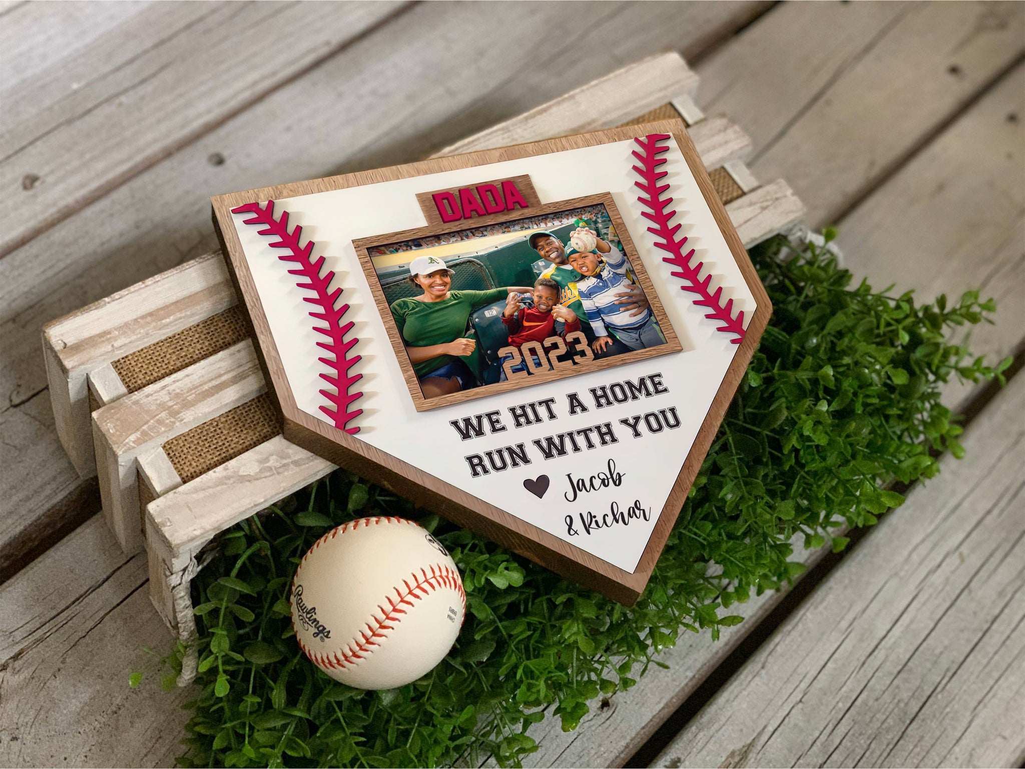 Father Baseball Sign, Fathers Day Baseball Picture Frame
