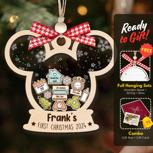 4D Shaked Mickey Minnie Ornament, Baby's First Christmas Ornament CF194 - Kindlytoys
