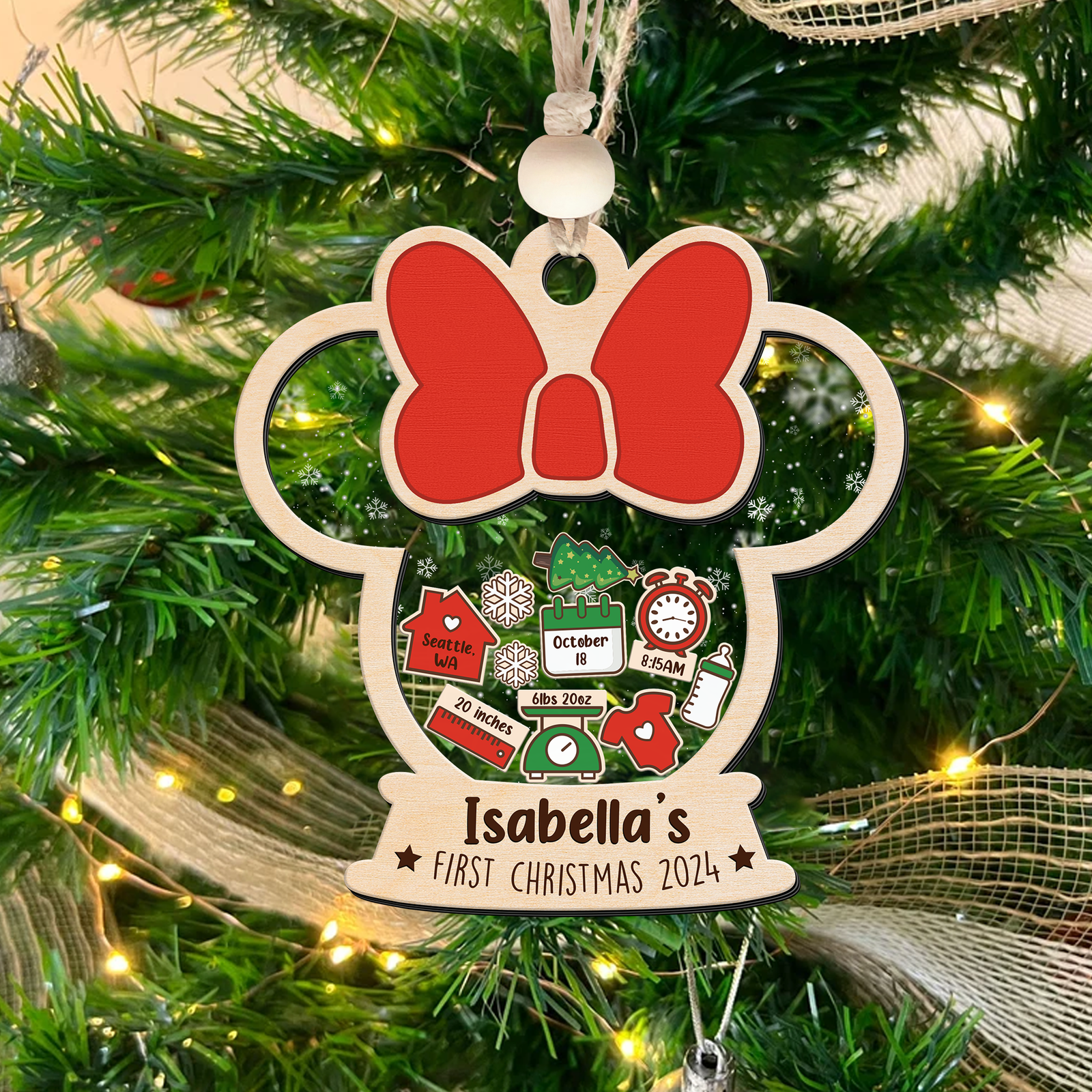 4D Shaked Mickey Minnie Ornament, Baby's First Christmas Ornament CF194 - Kindlytoys
