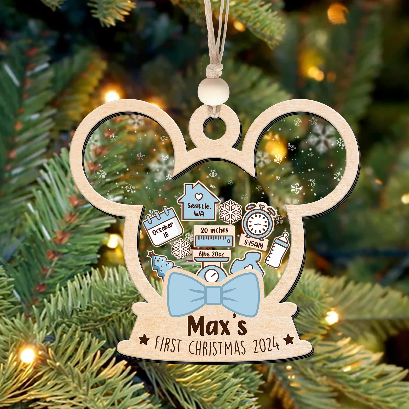 4D Shaked Mickey Minnie Ornament, Baby's First Christmas Ornament CF194 - Kindlytoys