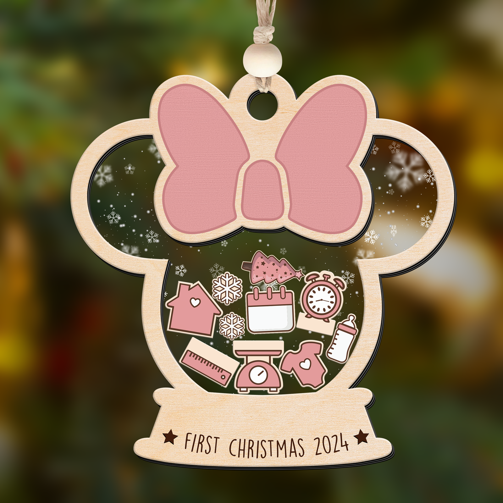 4D Shaked Mickey Minnie Ornament, Baby's First Christmas Ornament CF194 - Kindlytoys