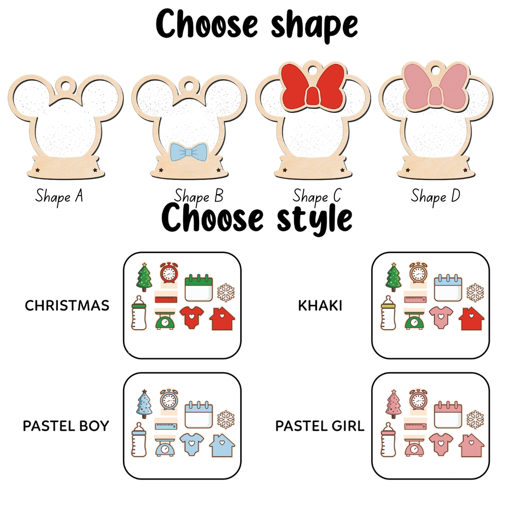 4D Shaked Mickey Minnie Ornament, Baby's First Christmas Ornament CF194 - Kindlytoys