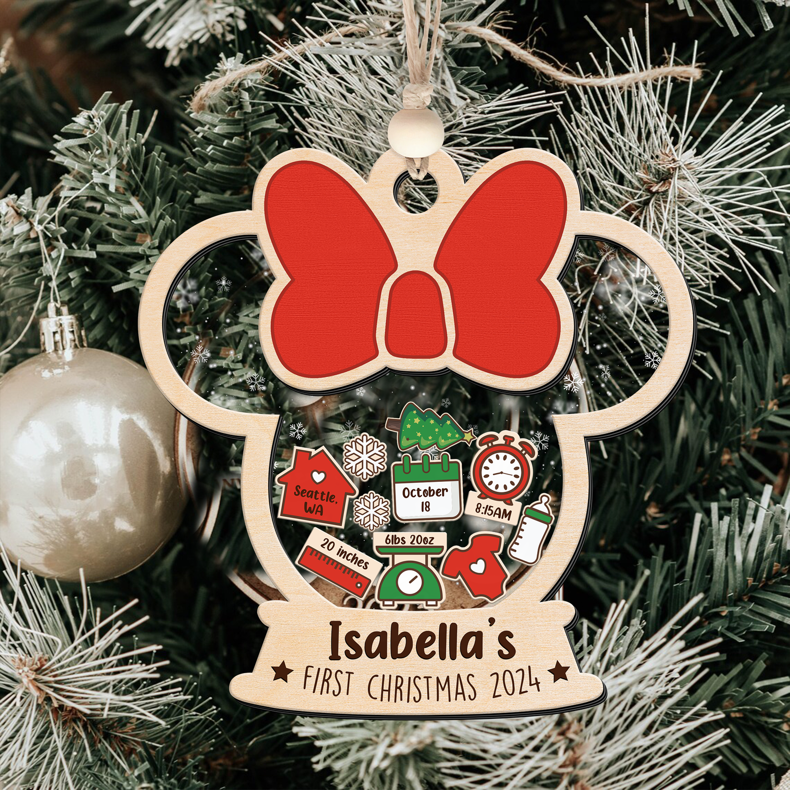 4D Shaked Mickey Minnie Ornament, Baby's First Christmas Ornament CF194 - Kindlytoys