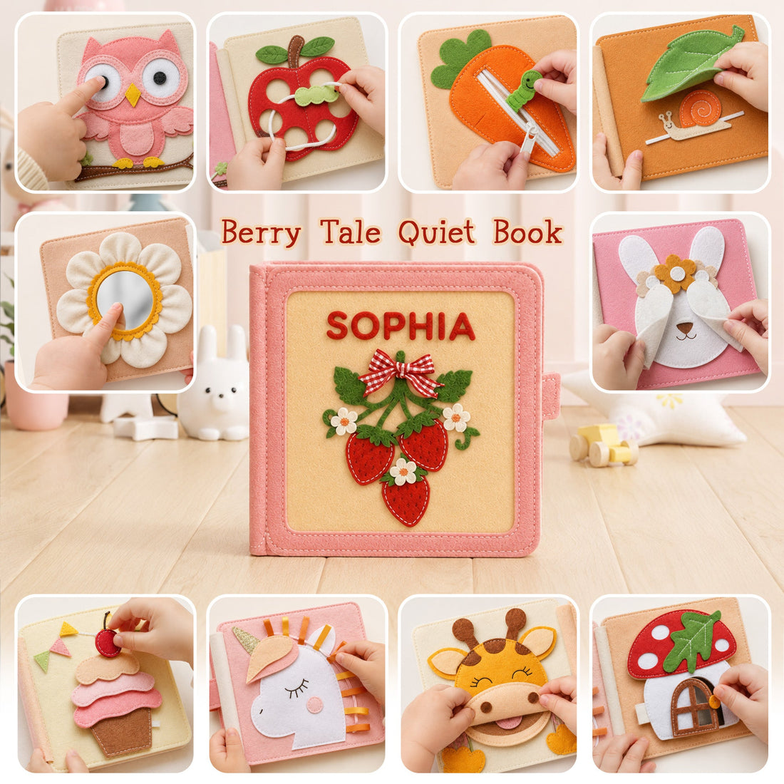 Personalized Busy Book For Kids, Handmade Felt Quite Book, Montessori Fabric Busy Book