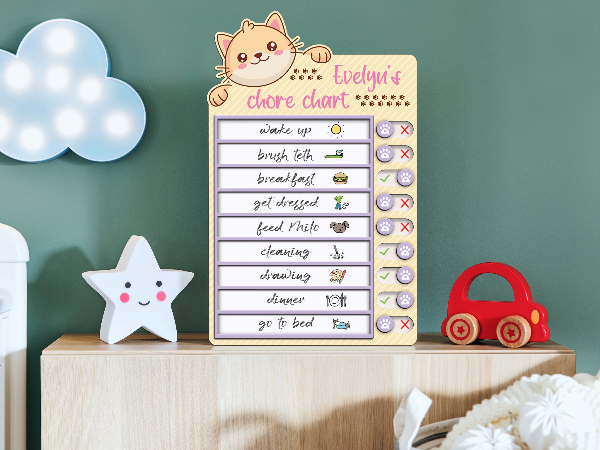 Personalized Wooden Chore Chart For Kids, Routine Chart PR19