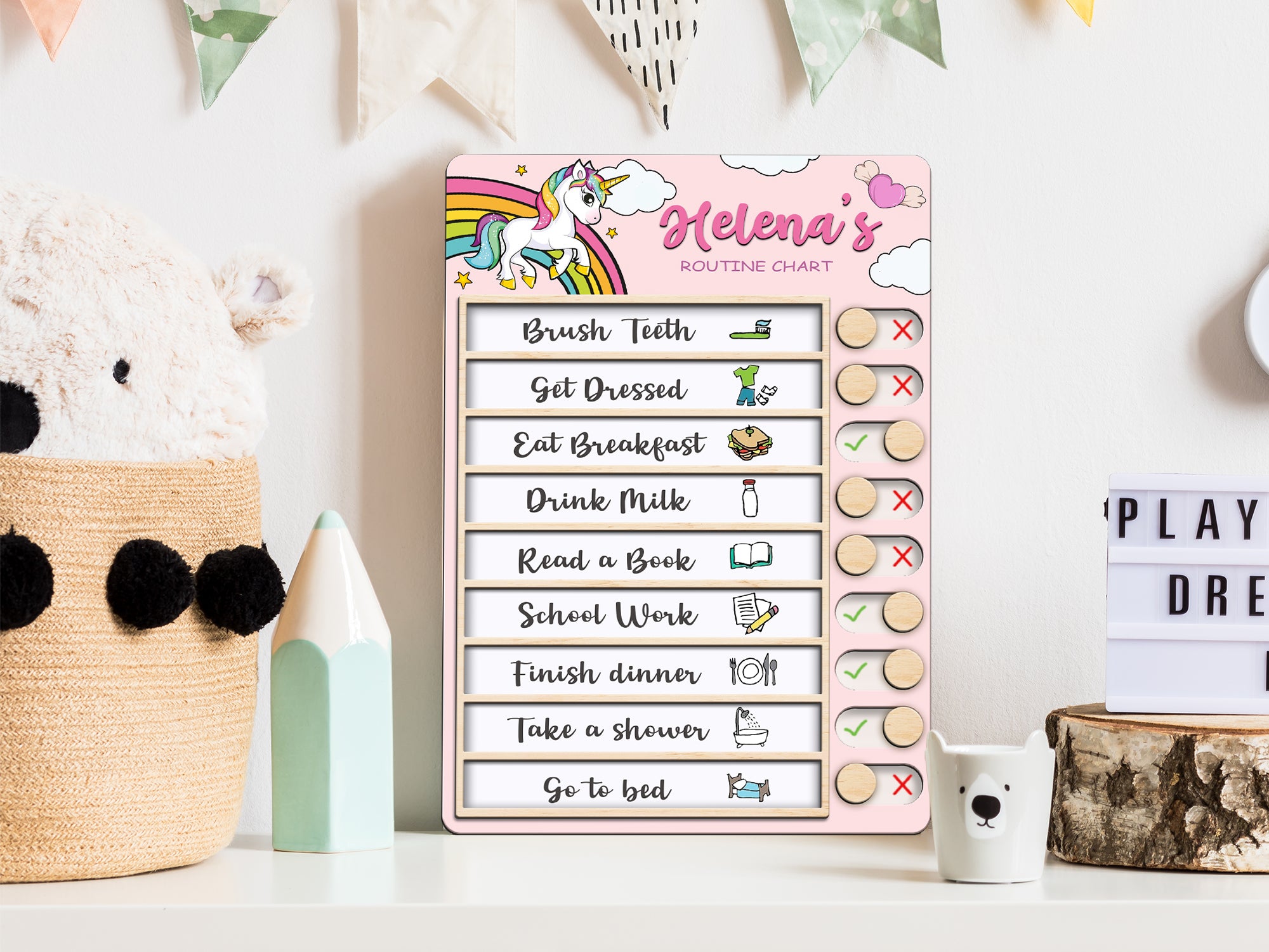 Personalized Chore Chart For Kids, Daily Routine Chart, Morning chart, visual routine chart, Sliding routine chart, PR16