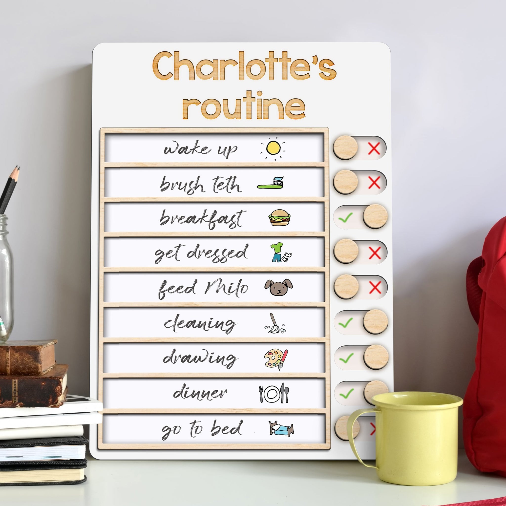 Daily Routine Chart, Morning and beadtime routine chart, daily routine chore chart by age, Sliding routine chart, PR11