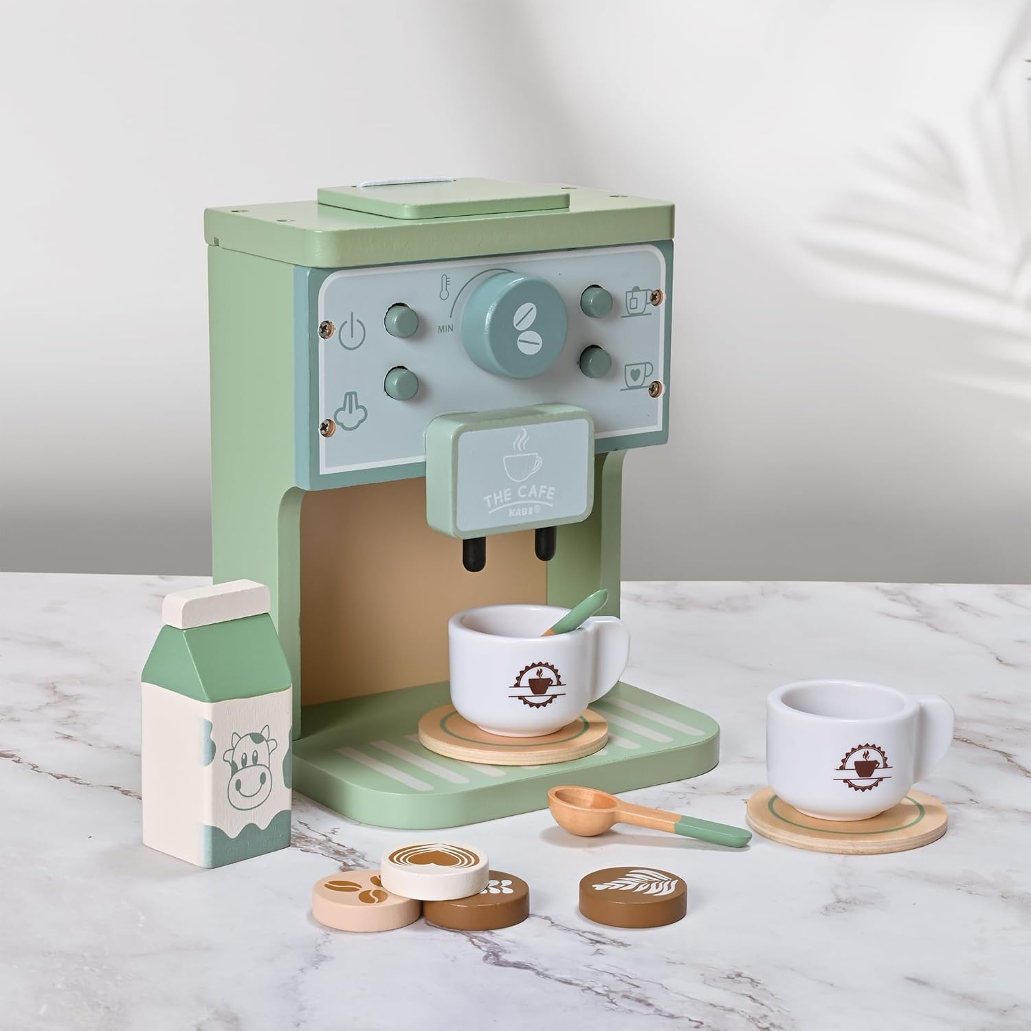Coffee Maker for Kids Wooden Kitchen Accessories Pretend Play Toddler Coffee Playset for Girls Boys Ages 3 4 5 Years Birthday Gifts