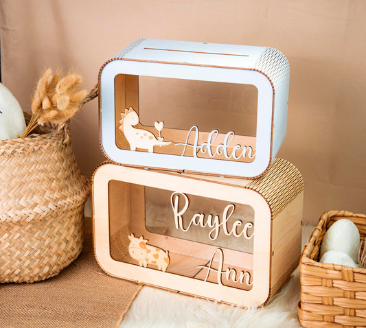 Personalized Piggy Bank For Kids, Wooden Piggy Bank with Name, DIY Piggy Bank, First Birthday Gifts Idea, 1st Christmas Gifts For Kids