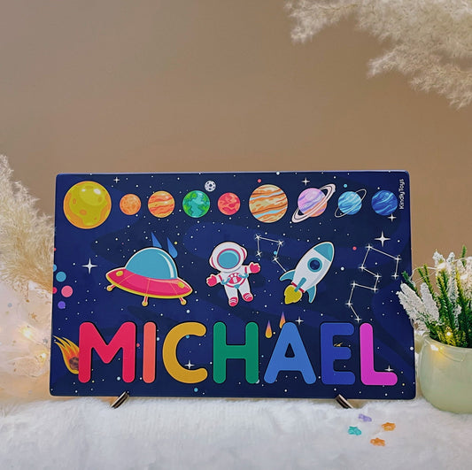 Astronaut Personalized Name Puzzle For Kids, Personalized Wooden Puzzle, name puzzles for toddlers, Birthday Gifts for Baby, First christmas gifts idea for kids NP31 - Kindlytoys
