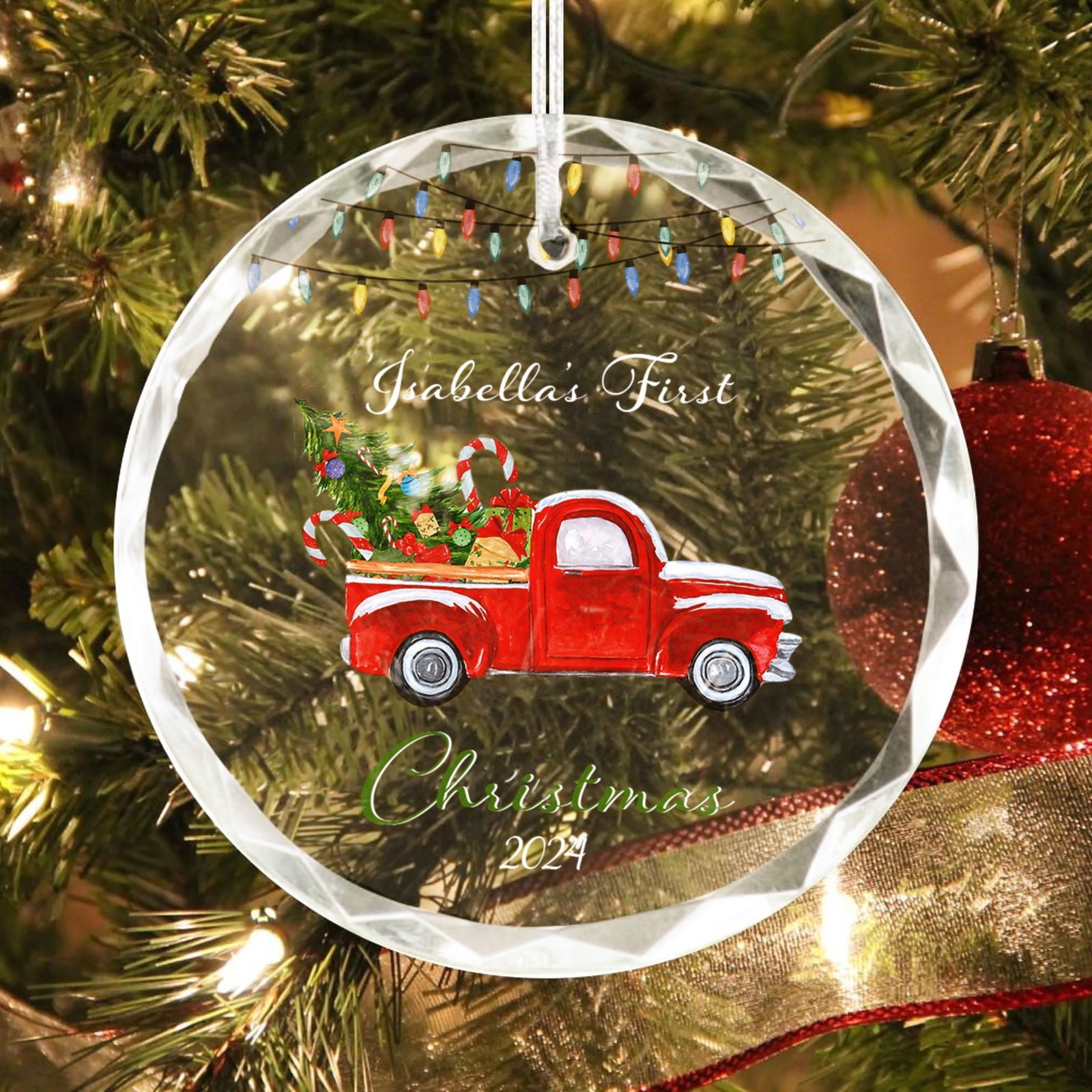 Baby's 1st Christmas Glass Ornament, Personalized Woodland Creatures, Baby Deer Ornament, Holiday Keepsake Ornament, New Baby Gift, 2024 Custom Baby Ornament GX06-13 - Kindlytoys