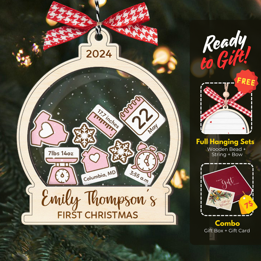 Baby's First Christmas Ornament 2024, Custom 4D Shake Babies Ornament CF17 - Kindlytoys