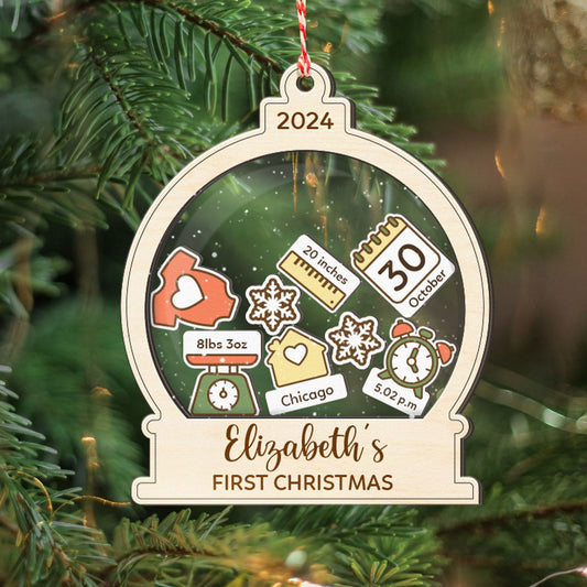 Baby's First Christmas Ornament 2024, Custom 4D Shake Babies Ornament CF17 - Kindlytoys