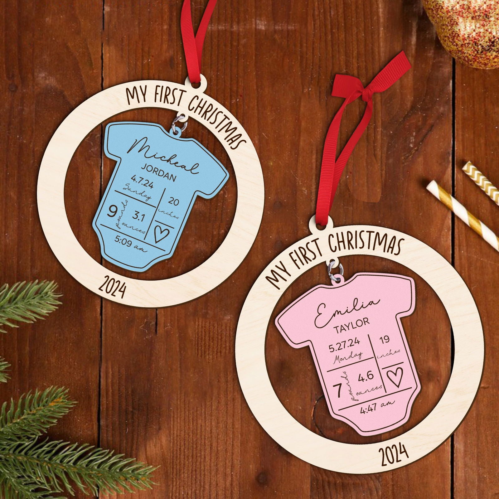 Baby's First Christmas Ornament 2024, Personalized 4D Shake Baby Ornament CF191 - Kindlytoys
