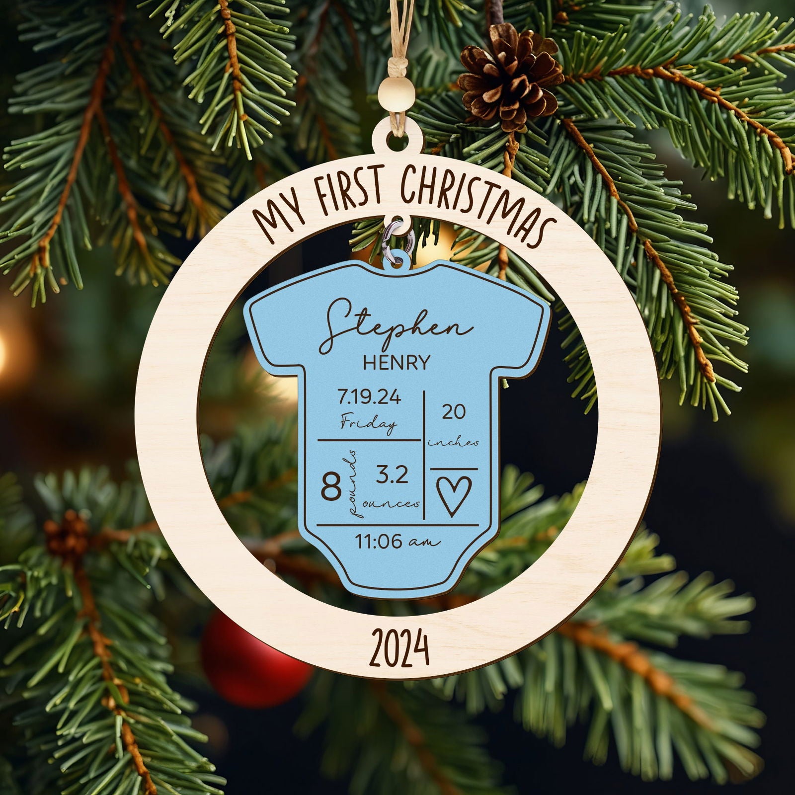 Baby's First Christmas Ornament 2024, Personalized 4D Shake Baby Ornament CF191 - Kindlytoys