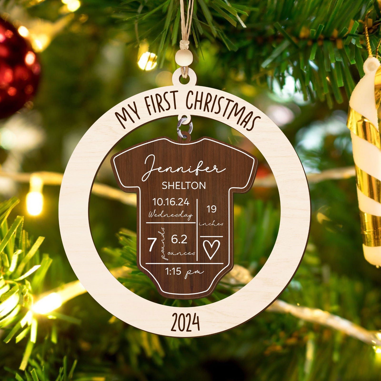 Baby's First Christmas Ornament 2024, Personalized 4D Shake Baby Ornament CF191 - Kindlytoys