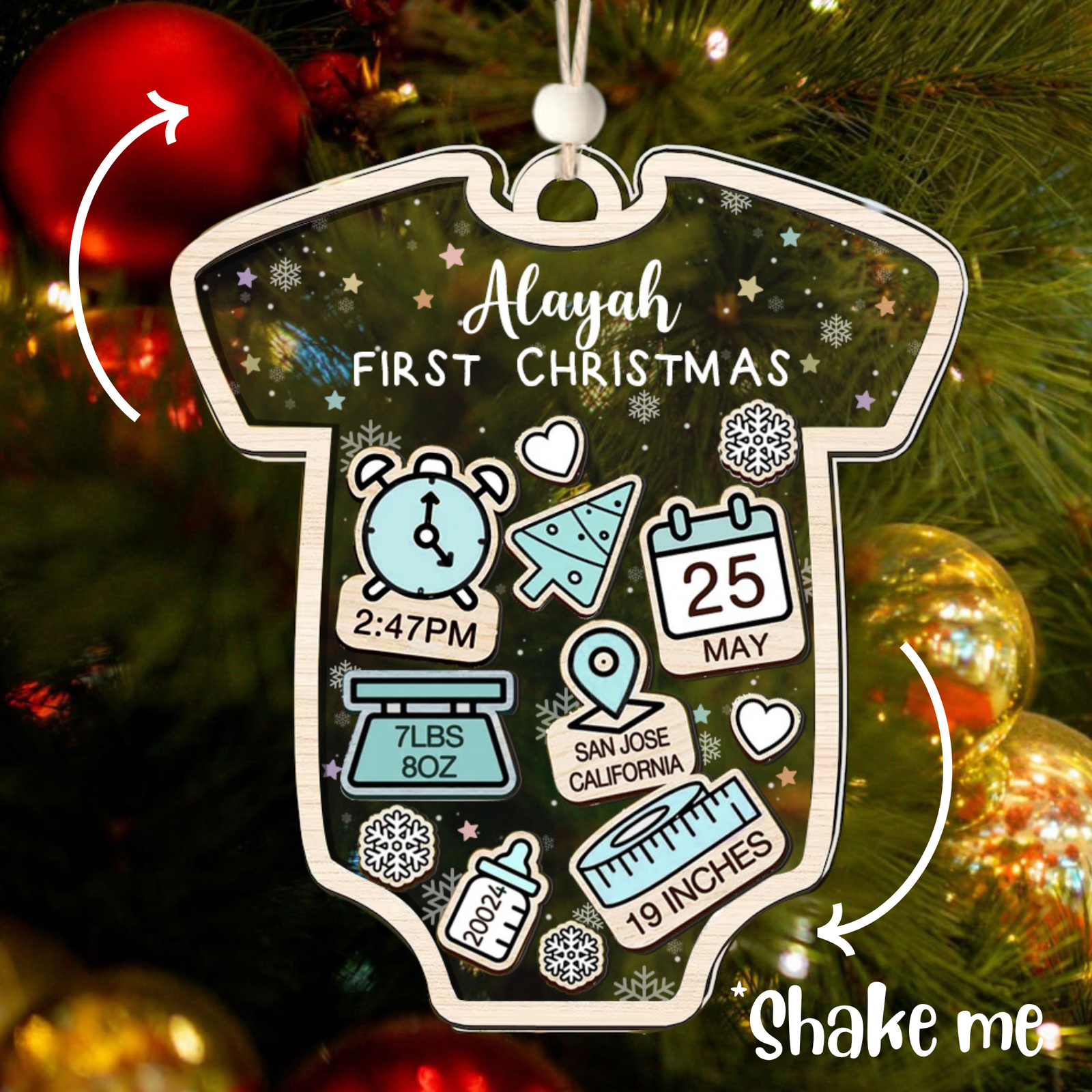 Baby's First Christmas Ornament, Personalized Baby 1st Christmas Ornament CF63 - Kindlytoys