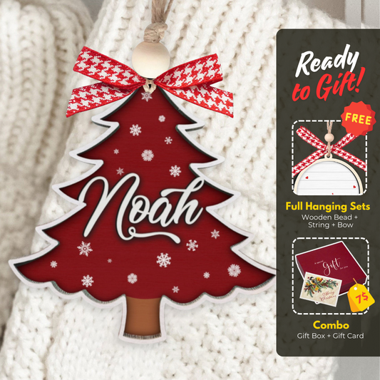 Custom 3D Christmas Tree Stocking Tags/Ornament, Christmas Gift Tag, Custom Wood Name Tags Painted, CF72