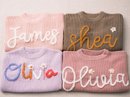 Cherished Custom Baby Sweaters, Baby Shower Gift, Personalized Toddler Knit Sweater KS04