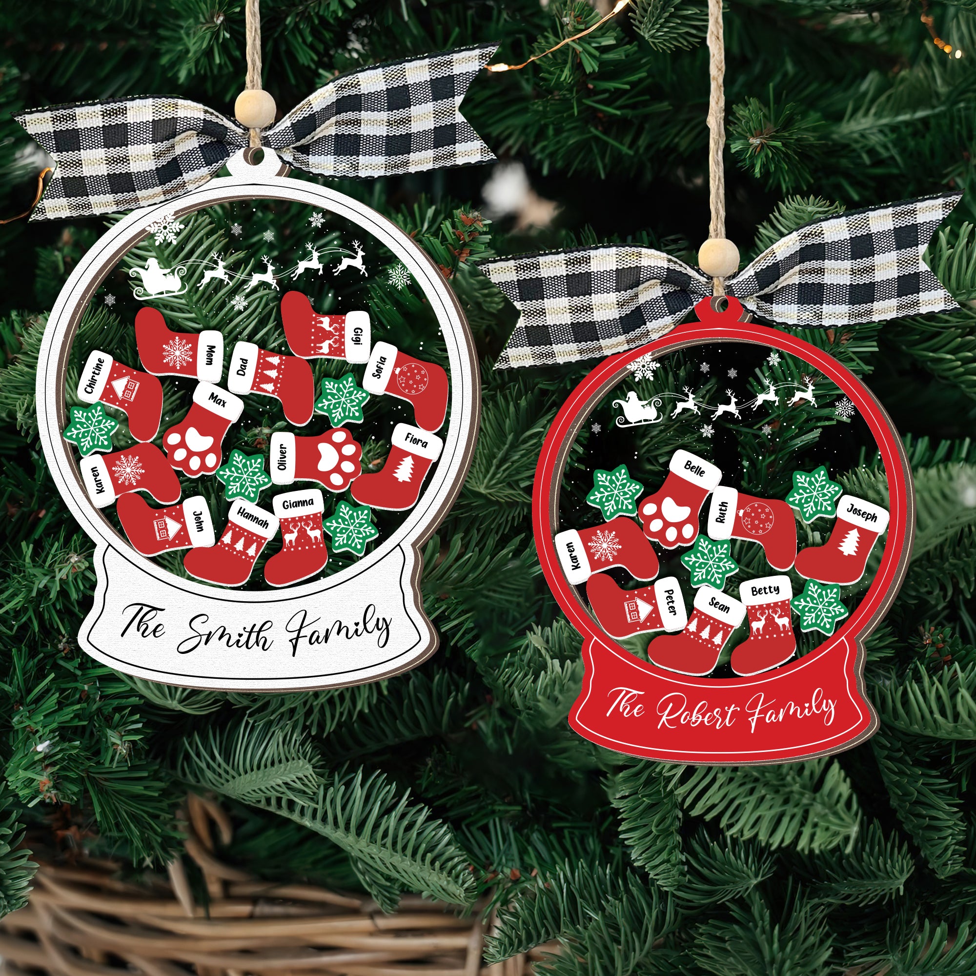 Custom Family Name Christmas Socks Ornament, Family Keepsake For Christmas Tree CF263