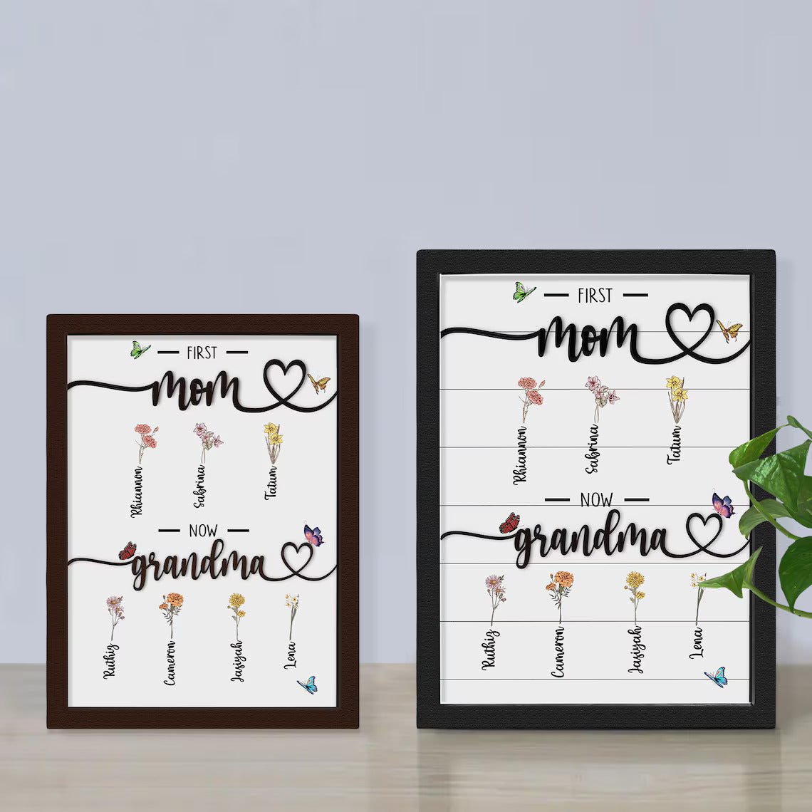 Custom Birth Month Flowers Wooden Sign, Personalized "First Mom Now Grandma" Sign, Unique Mothers Day Gift, Gift for Mom and Grandma MS24 - Kindlytoys