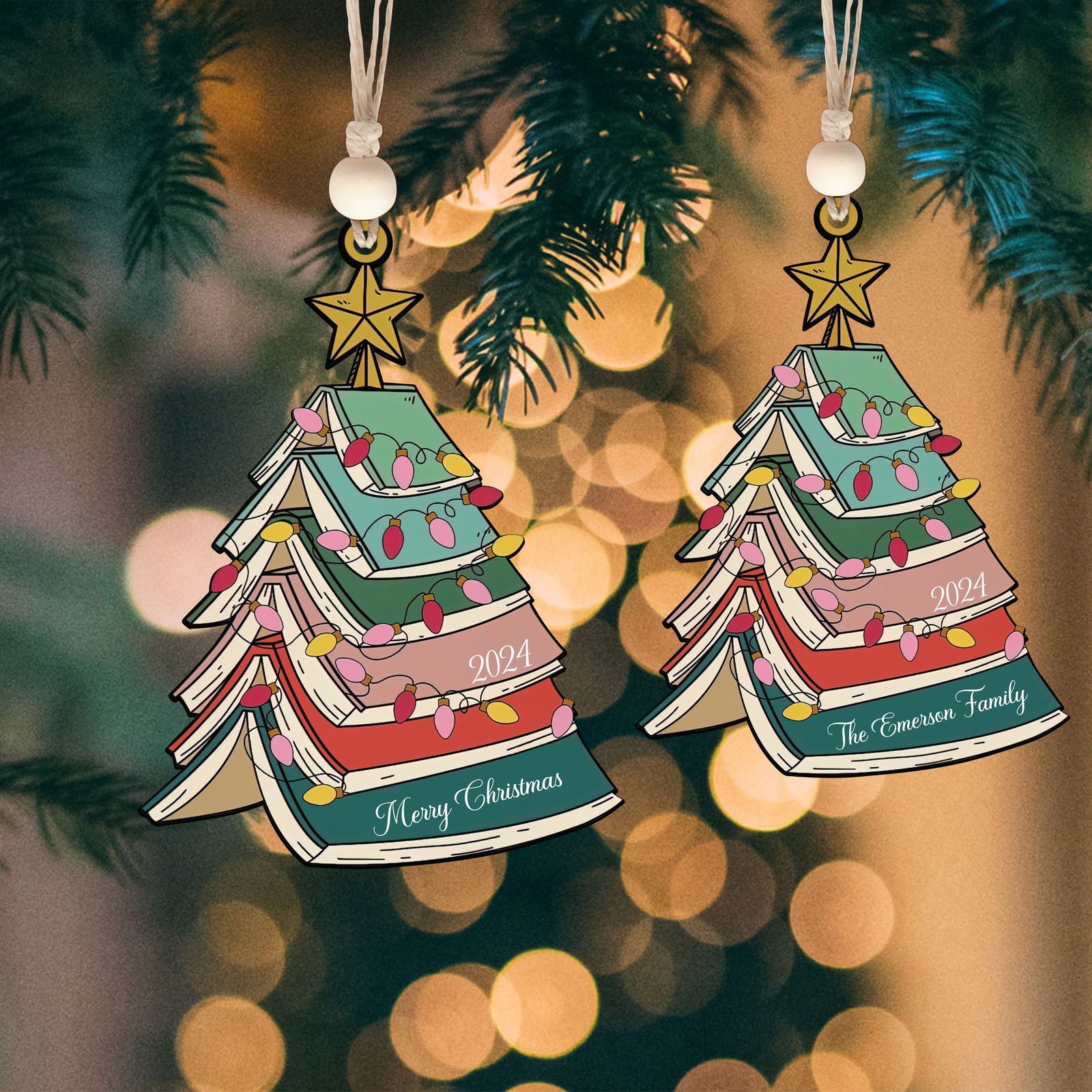Custom Christmas Book Tree Ornament, Personalized Christmas Ornament CF98 - Kindlytoys