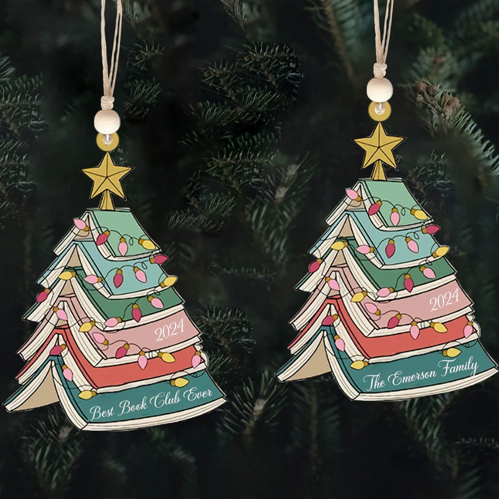 Custom Christmas Book Tree Ornament, Personalized Christmas Ornament CF98 - Kindlytoys
