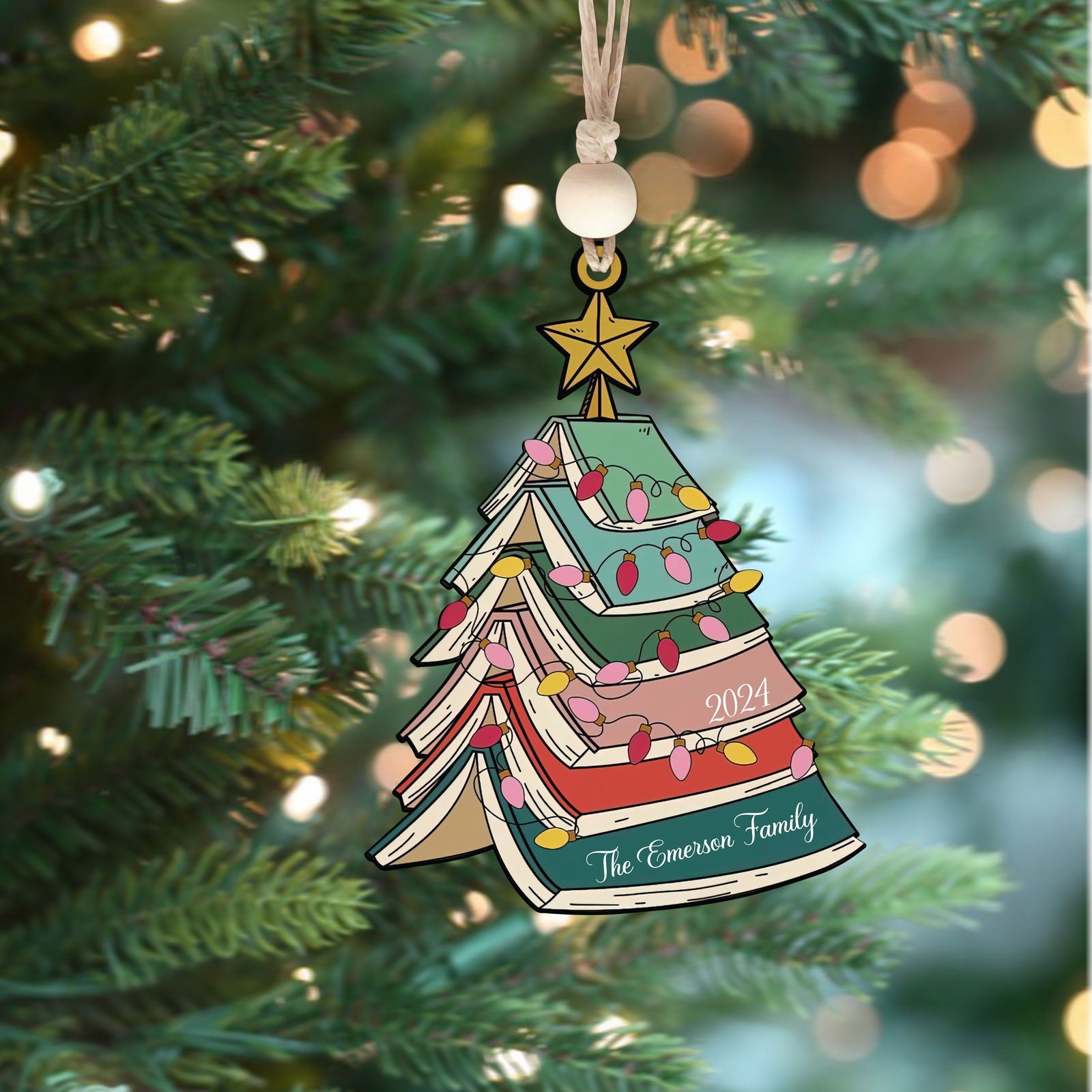 Custom Christmas Book Tree Ornament, Personalized Christmas Ornament CF98 - Kindlytoys