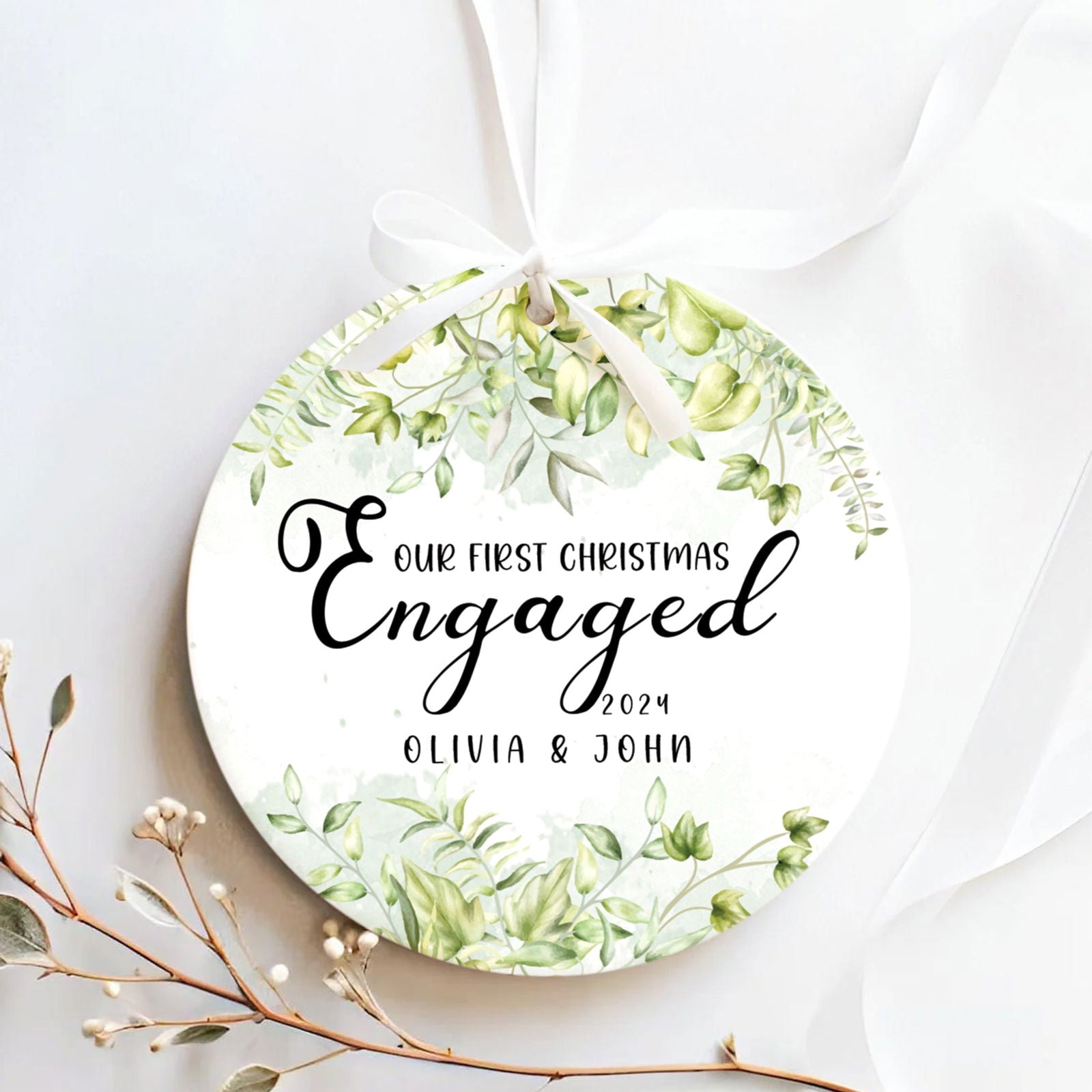 Custom Couple Ornament Gift, Ornament Engagement Gift For Newly Engaged Couple CX03-45 - Kindlytoys