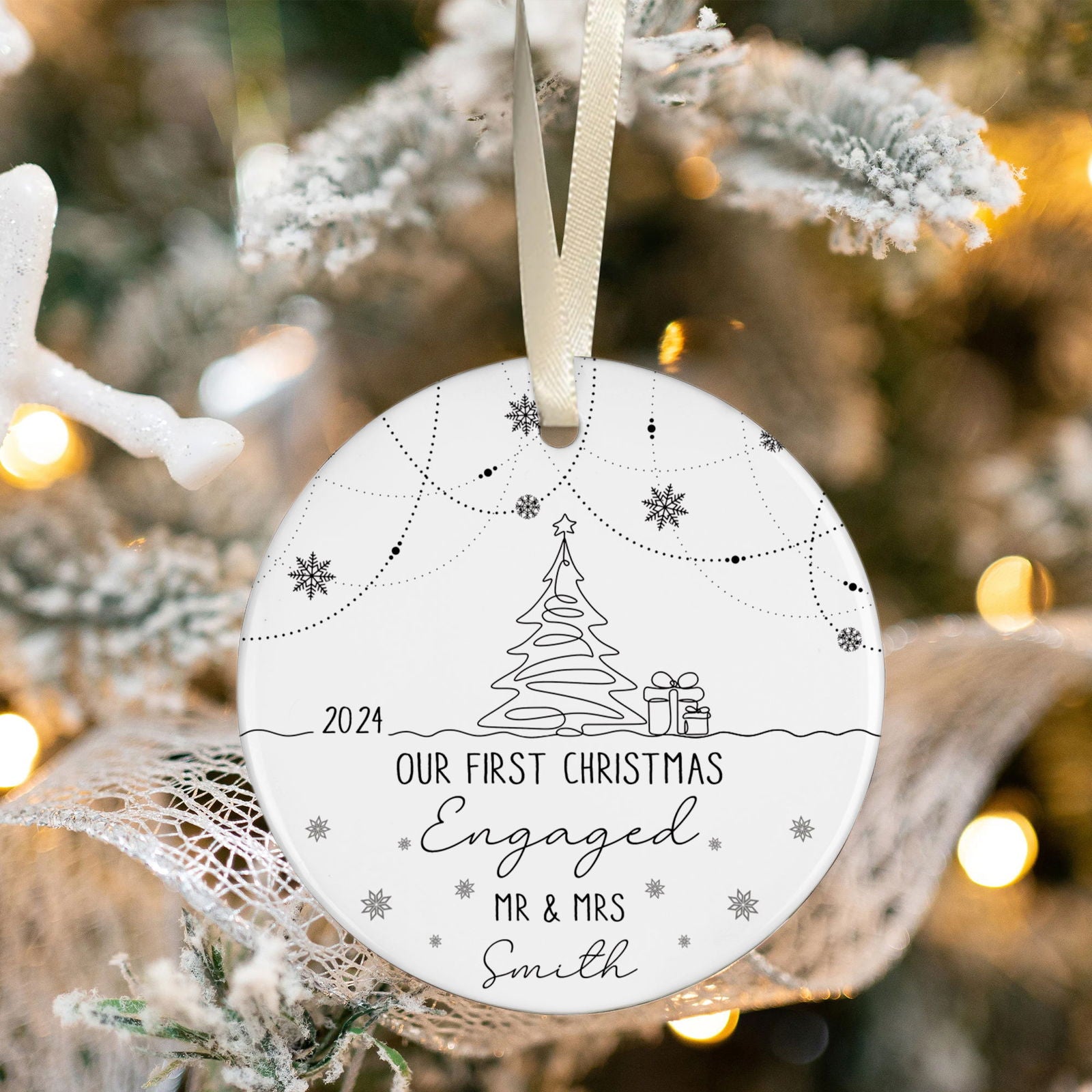 Custom Engaged Ornament, Ornament Engagement Gift For Newly Engaged Couple CX03-47 - Kindlytoys