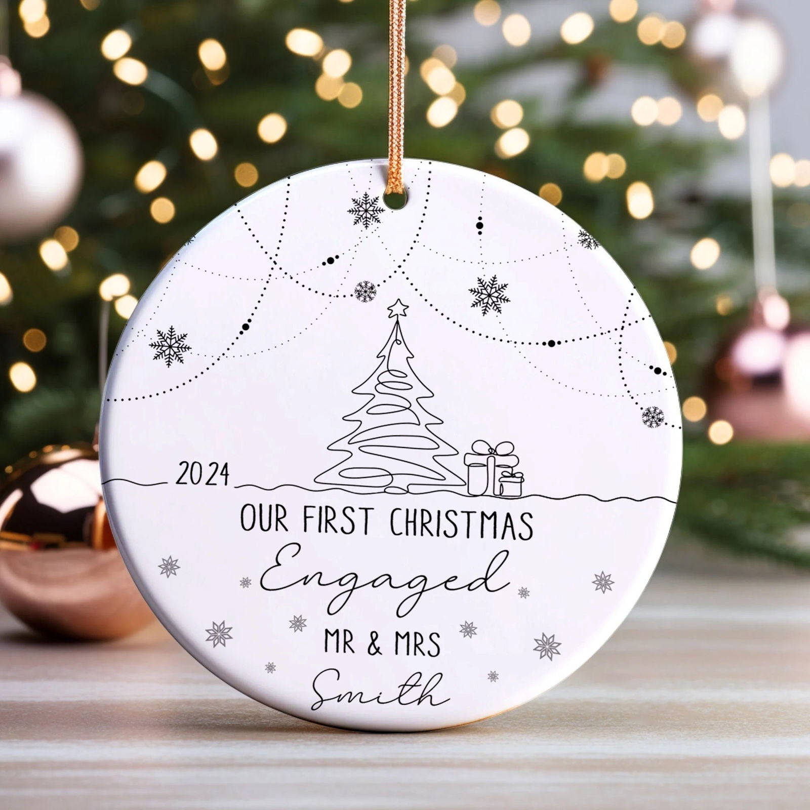 Custom Engaged Ornament, Ornament Engagement Gift For Newly Engaged Couple CX03-47 - Kindlytoys