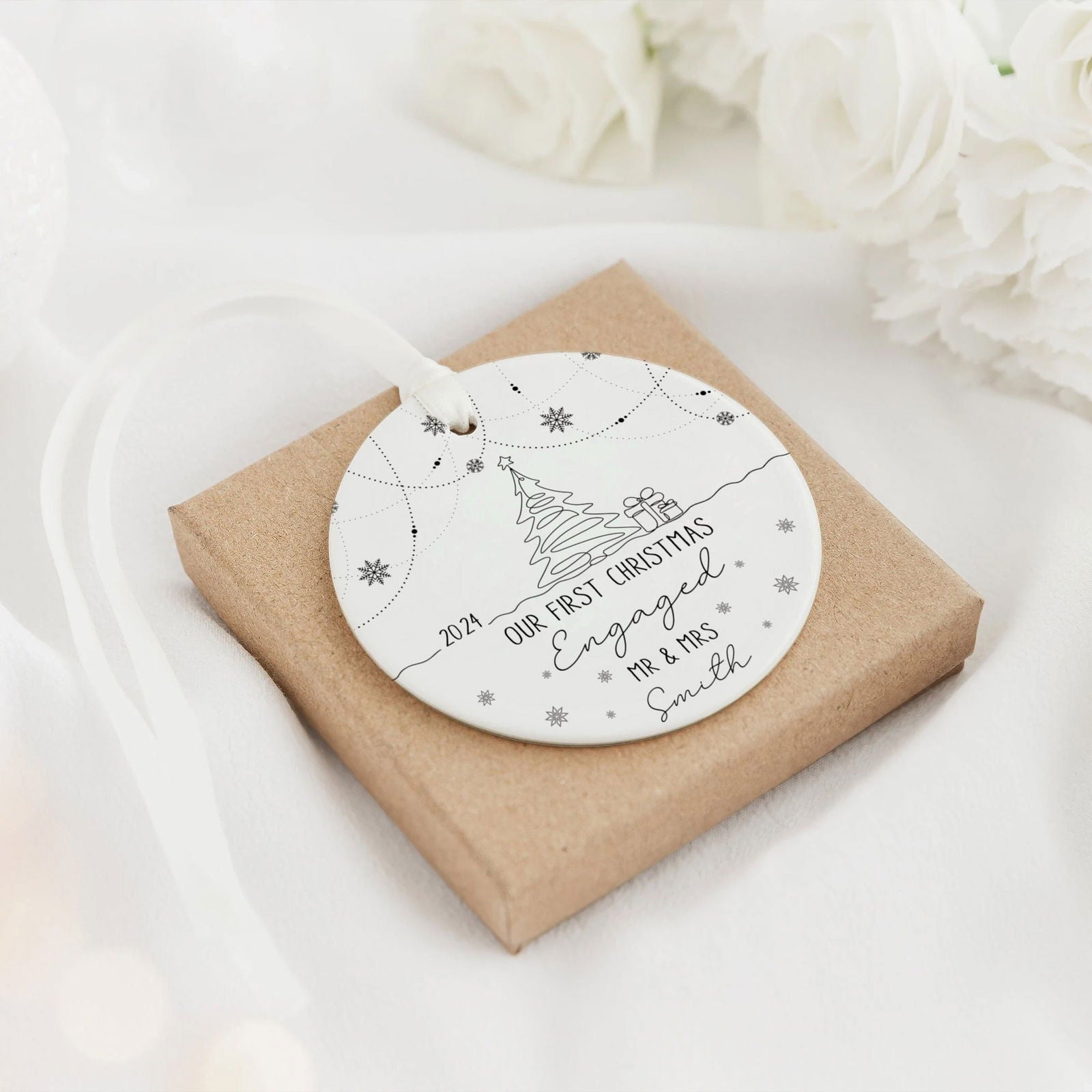 Custom Engaged Ornament, Ornament Engagement Gift For Newly Engaged Couple CX03-47 - Kindlytoys