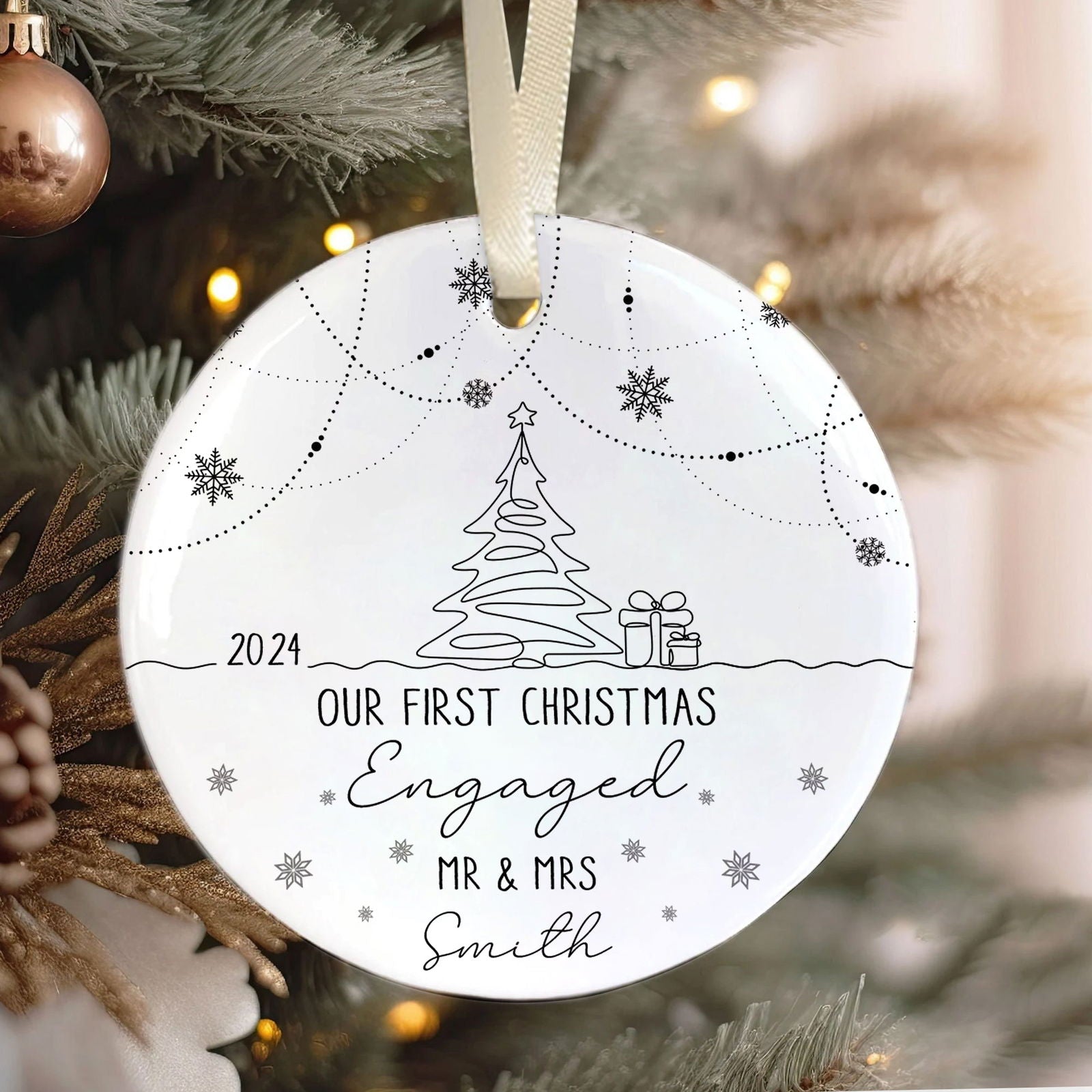 Custom Engaged Ornament, Ornament Engagement Gift For Newly Engaged Couple CX03-47 - Kindlytoys
