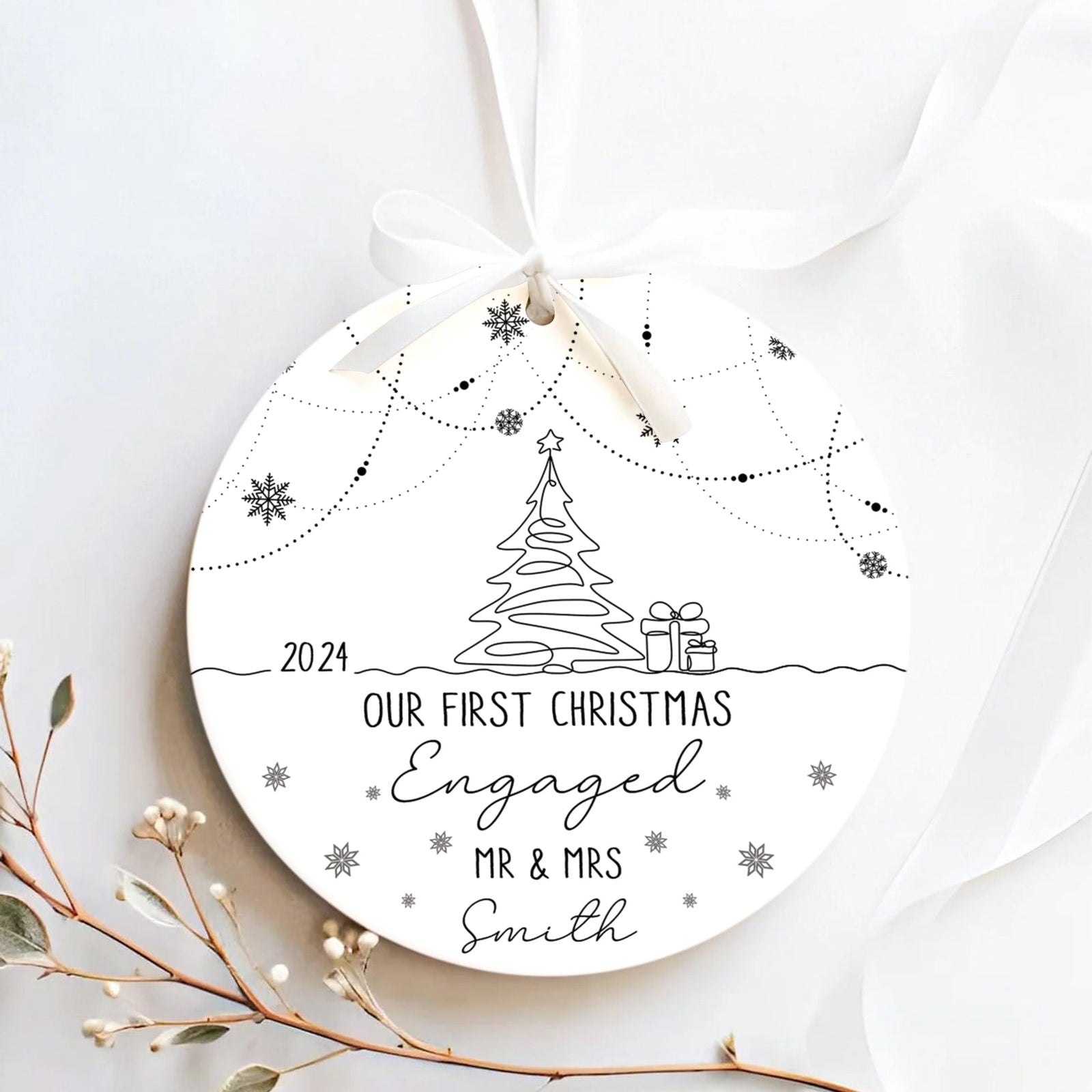 Custom Engaged Ornament, Ornament Engagement Gift For Newly Engaged Couple CX03-47 - Kindlytoys