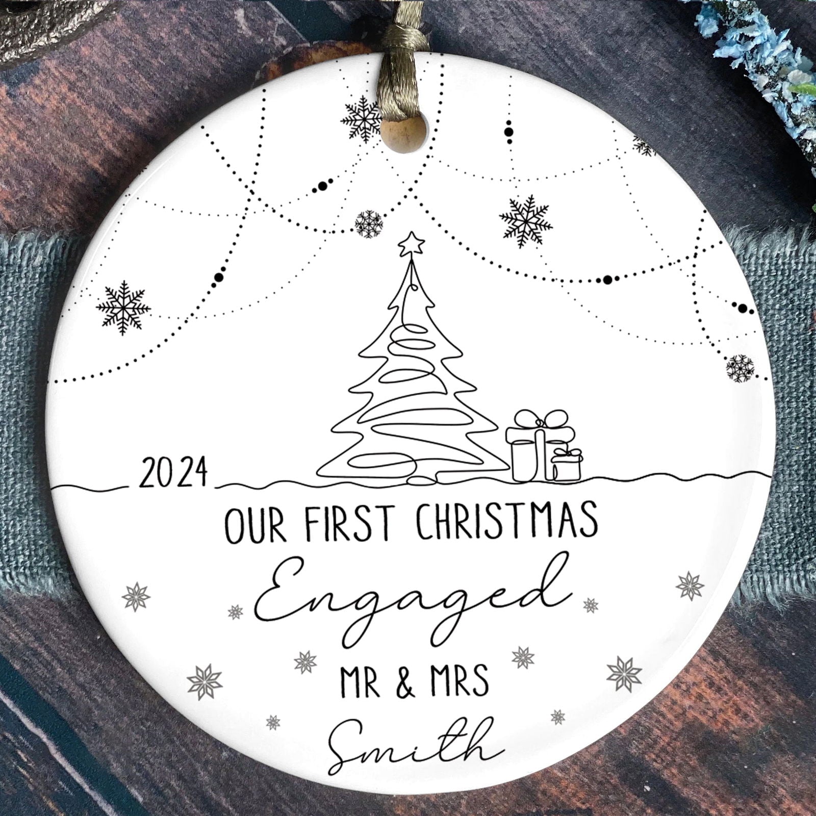 Custom Engaged Ornament, Ornament Engagement Gift For Newly Engaged Couple CX03-47 - Kindlytoys