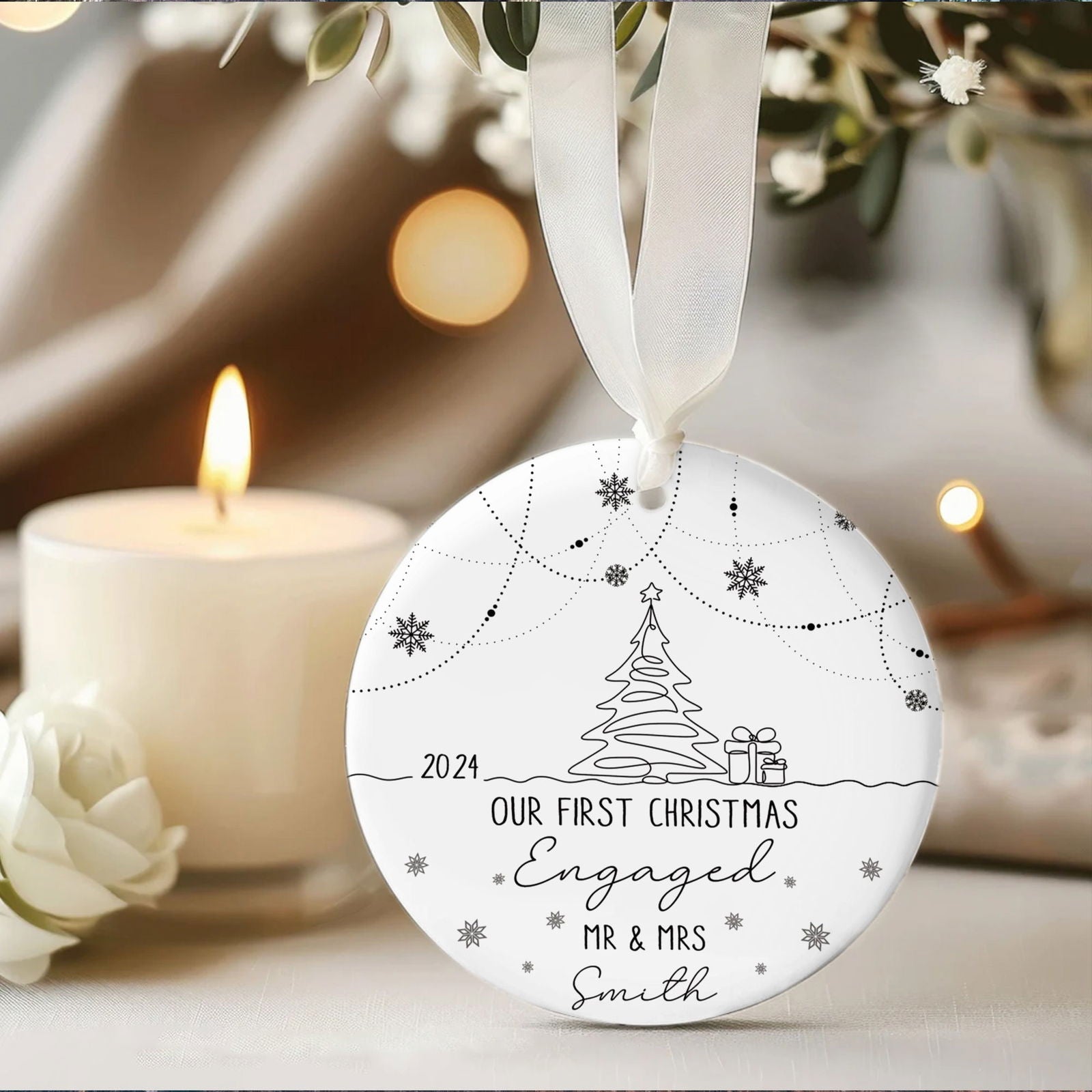Custom Engaged Ornament, Ornament Engagement Gift For Newly Engaged Couple CX03-47 - Kindlytoys