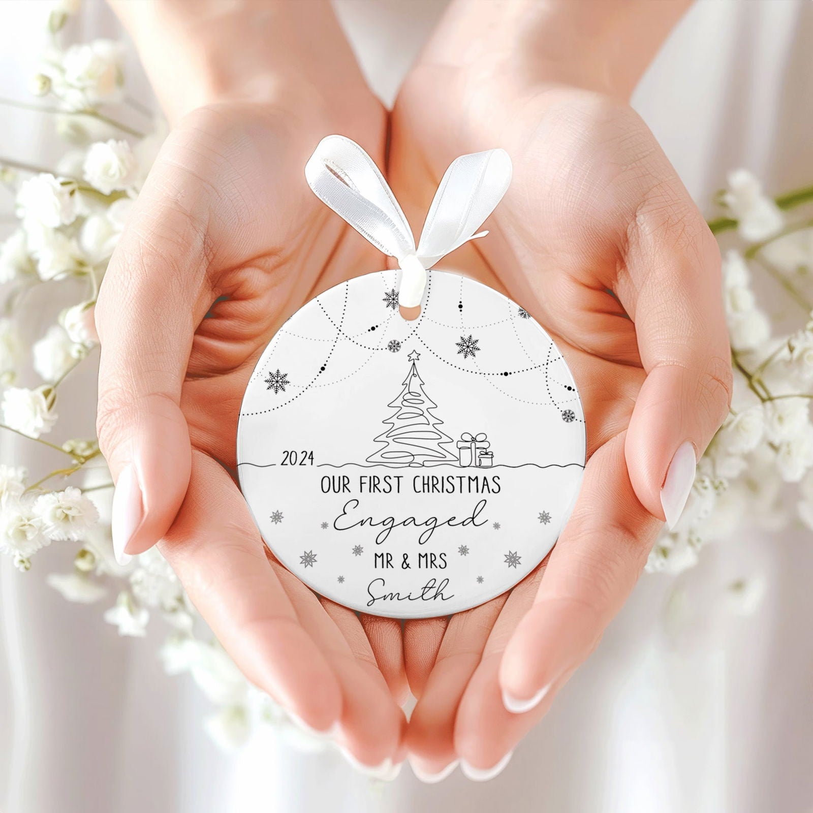 Custom Engaged Ornament, Ornament Engagement Gift For Newly Engaged Couple CX03-47 - Kindlytoys